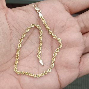 10kt real gold rope bracelet size 8 inches